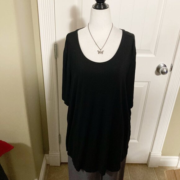ADDITION ELLE Plus-size stretchy black scoop neck t-shirt ~ Goth 3X 4X top tee - Picture 2 of 15